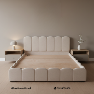 White Dome Design Back Double Bed Wood