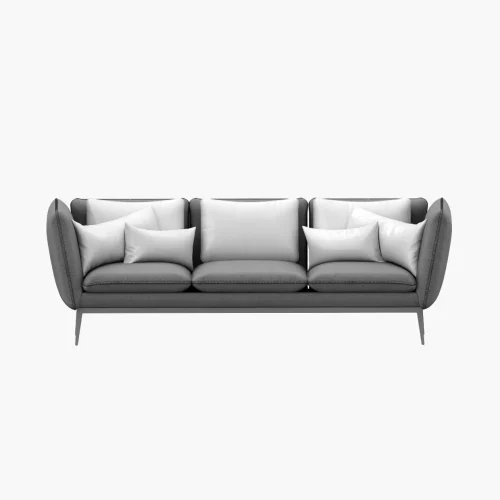 Gray Triple Seat Sofa with Premium White Back Pillows – Elegant Comfort for Modern Living